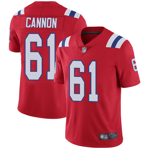 New England Patriots Football #61 Vapor Limited Red Men Marcus Cannon Alternate NFL Jersey